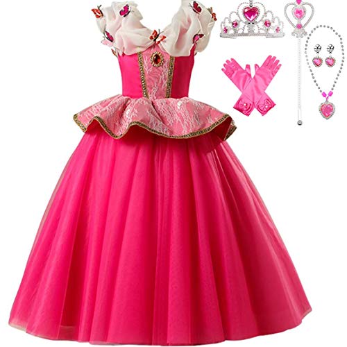 IWFREE Déguisement Fille Robe de Princesse Aurora La Belle au Bois Dormant Baby Deguisement Conte de Fée Dégradés Robe Cosplay Carnaval Soirée Halloween Noël Fête Anniversaire Cérémonie Communion Cover