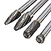 4 Pcs Carbide Rotary Burr Set, 1/4-Inch Long Shank Tungsten Steel Head Burr Bit Set Fits Rotary Tool for Wood/Metal Drilling Carving Engraving