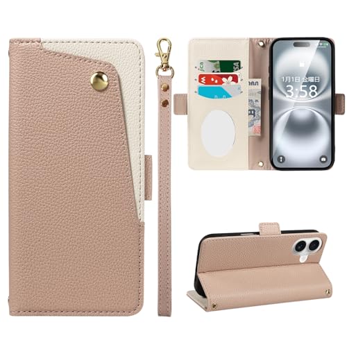 MINIKA iPhone 16 �p �P�[�X �蒠�^ �������U�[ �~���[�t�� ��Phone 16 �蒠�^ �P�[�X �J�[�h���[ �X�g���b�v�t�� ������� ���킢�� �A�C�t�H��16 �A�C�z��16 �X�}�z�P�[�X ���u���X�^���h�@�\ �}�O�l�b�g�� ���� 360�x 