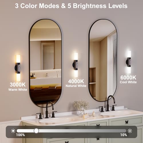 Image of Hensam Motion Sensor Wall Lights with Remote, Rechargeable Battery Sconces | Peel and Stick Wall Night Light, 3 Color Temps, Dimmable, Magnetic, for Hallway, Stair, Bedroom, Living Room, Black, 2 Pack