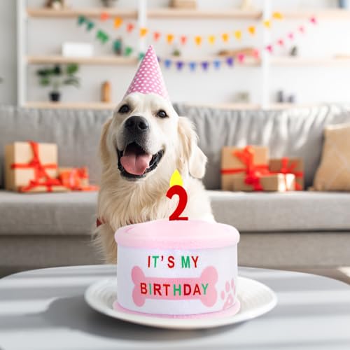 Juguete Peluche Pastel Cumpleaños Perro Número 2 Rosado miniatura 6