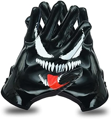 TAQCHA Youth Villain Football Gloves - Tacky Grip Skin Tight Youth Football Gloves - Pro Elite Super Sticky Receiver Football Gloves - Youth Sizes (Youth XS - S)