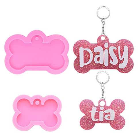 Dog Bone Silicone Fondant Molds(2 Pack) Great Resin Keychains Mold with Hole for DIY Bone Fondant Cake Decorating Resin Chocolate Candy Cupcake Clay(ZH04) Cover