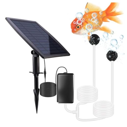 Lewisia Solar Air Pump Kit with Air Hoses and Bubble Stones 3 Working Modes Pond Aerator Bubble Oxygenator (2.5W)
