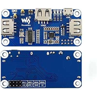 PoE Ethernet/USB HUB HAT for Raspberry Pi Zero/Zero W/Zero WH, 3X USB 2.0 Ports, 10M / 100M RJ45 Port, 802.3af-Compliant