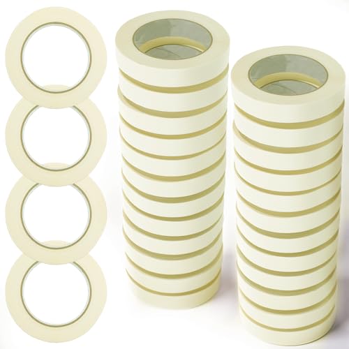 SHENLIU 30 Rolls Masking Tape 0.8 Inch, 55 Yards Adhesive General Purpose Masking Painting Tape Beige Multi Use Drafting Painters Tapes for Craft Art Office School 1650 Yards Total