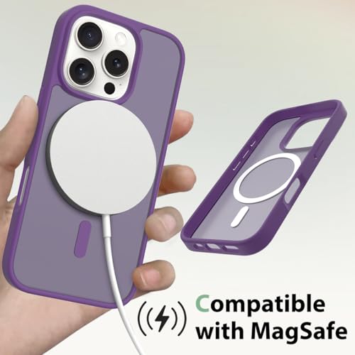 Image of for iPhone 16 pro Case [Compatible with Magsafe] Translucent Matte Phone Cover, [10 FT Military Grade Drop Protection] Slim Durable Shockproof Protective Bumper (Purple, iPhone 16 Pro)