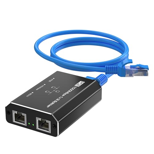 Divisor PoE con cable Ethernet Cat6 de 4,25 pies, switch Ethernet Gigabit de 2 puertos, divisor de internet 1 entrada y 2 salidas, adaptador de no PoE a PoE, concentrador de red 1 entrada y 2 salidas, plug and play, distancia hasta 328 pies miniatura 1