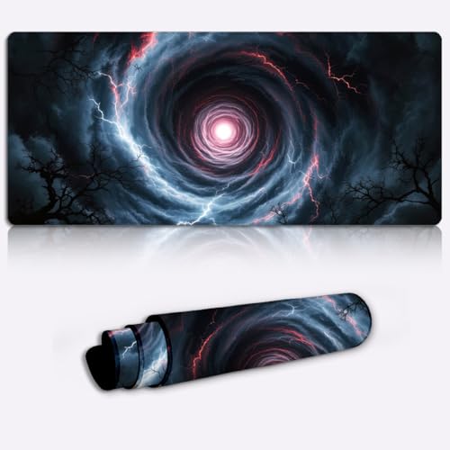 Tapis de souris spirale de tempête haut de gamme en tissu flexible 900x400mm pour ordinateur