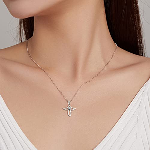 Phocksin April Birthstone Necklace For Girls Clear Cubic Zirconia Infinity With Cute Angel Wing Pendant Necklaces #TOP4