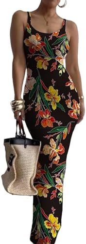 Nimsruc Women Summer Long Dress Casual Slip Sexy Slim Sleeveless ...