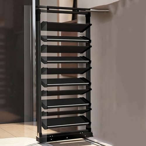 Zapatero extraíble para Armario Zapatero retráctil de Metal apilable Estante Vertical Altura ajustable Fácil de instalar para Armario pequeño Ahorra Espacio 8Tier121-136cm,50cm