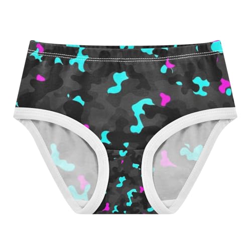 Black Gray Camouflage Kids Underwear, Toddler Briefs, Cotton Underwear for Girls, 2–8 Years