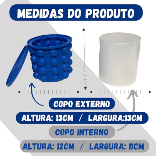 Forma De Gelo Redonda Balde Cooler Com Tampa Redondo Em Silicone Térmico Forminha Grande 40 Cubos Ic