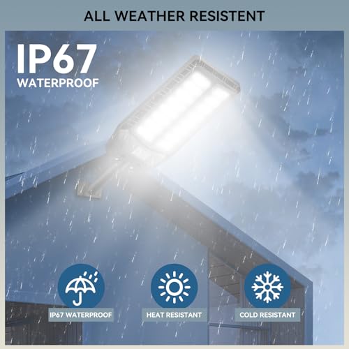 Image of VOOJOY 8000W Solar Lights Outdoor, Solar Street Lights Outdoor Waterproof with Motion Sensor and Remote Control, 6500K Dusk to Dawn Security Flood Light for Outside, Yard, Parking Lot, Garden, 1 Pack