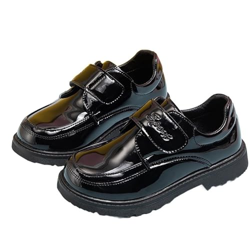 Genérico Zapatos De Cuero Negro con Blanda para Niños Ideales para La Escuela Y El Rendimiento (Bk2 37)