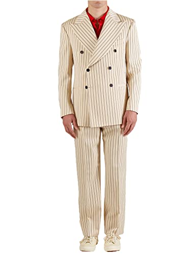 Blazer rayé pour homme avec col à pointe et double boutonnage élégant