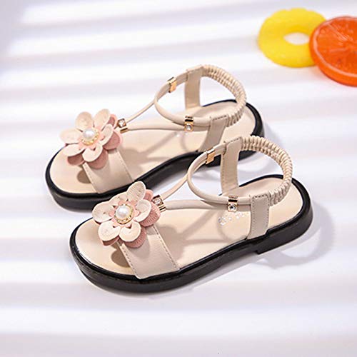 Girls Sandals Sandals Sandals Girls Baby Non-Slip Rubber Toddler Shoes Kids Flower Baby Shoes (Beige, 11-11.5 Years)4