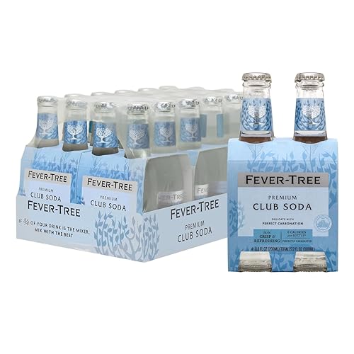 Image of Fever-Tree Club Soda - Premium Zero Calorie Mixer for Cocktails and Mocktails, 6.8 fl oz Bottles, Pack of 24 - Naturally Sourced, Non-GMO