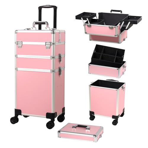 Rolling Makeup Case with Large Storage and Wheels