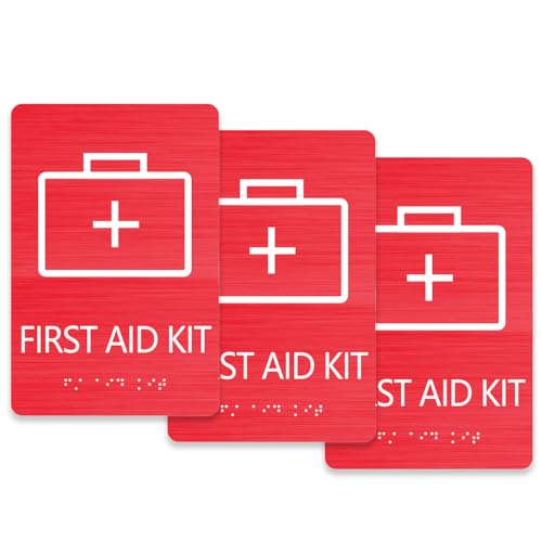 Kit de premiers secours lot de 3 panneaux en aluminium braille pour l'obligation de conformité ADA