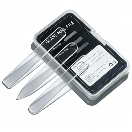 3 in 1 Nano Glass Nail File Set with Storage Case Double Tempered Glass Fingernail File Reusable Manicure Pedicure Tool Professional Nail Shaping Buffing Kit Ideal Gift for Women Girls Home Travel