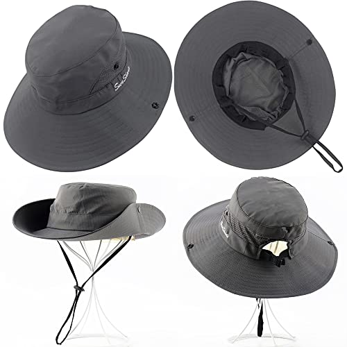 Sun Hats Women Uv-Sheild-Protection Packable With Ponytail Hole (Dark Grey) #TOP2
