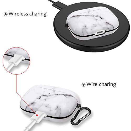 Airpods Pro Case - Yomplow White Marble Protective Hard Case Cover Skin Portable & Shockproof Women Girls With Keychain For Apple Airpods Pro Charging Case (White Marble) #TOP3