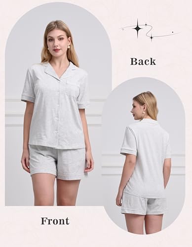 Image of NAP BOUND 100% Cotton Pajamas for Women Sets 2 Pieces Pjs Button short sleeves with Pockets Soft Sleepwear Loungewear XS-XXL