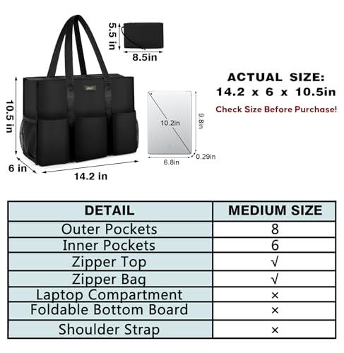 Image of IBFUN Utility Tote Bag with 24 Pockets, Large Teacher Tote for Women with Laptop Compartment, Travel Tote Bag with Zip Top