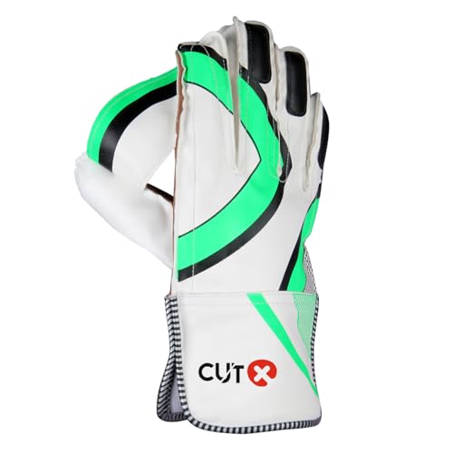 Image of CUT X Cricket Summer Leather Cricket Wicket Keeping Gloves Suitable for Professional Players (Green)