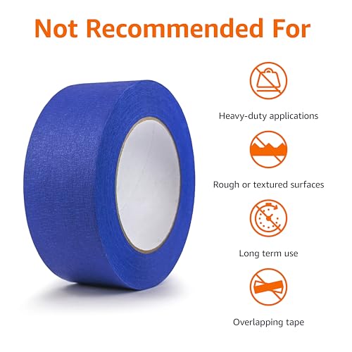 Image of Amazon Basics Blue Painters Tape, Protects Surfaces, Removes Easily, No Residue, 1.88 inch x 60-Yard, 6 Rolls