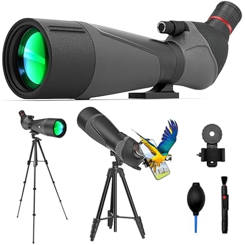 Gosky 20-60x85 Spotting Scope with Full Size Tripod, Phone Adapter and Cleaning Kit, Spotting Scopes for Bird Watching, Wildlife Viewing，Portable with Carrying Bag Cover