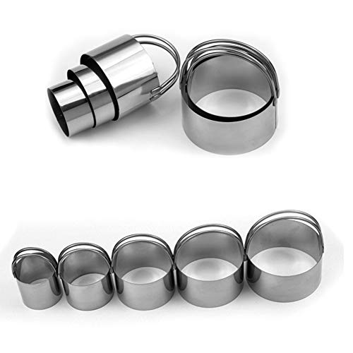 Alltop 5 Pieces Circle Biscuit Cutter,Professional Stainless Steel Round Cookies Mold Tool With Ring Handle For Baking Pastry Doughnut #TOP2