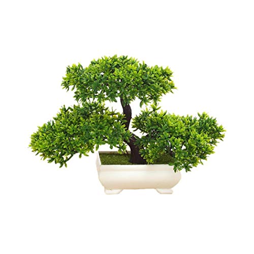 iHOMIKI Las Plantas Artificiales Bonsai de simulación de árbol para el hogar y la Oficina Interior Plantas Adornos Decorativos Mini Emular Bienvenida Pino (Verde)