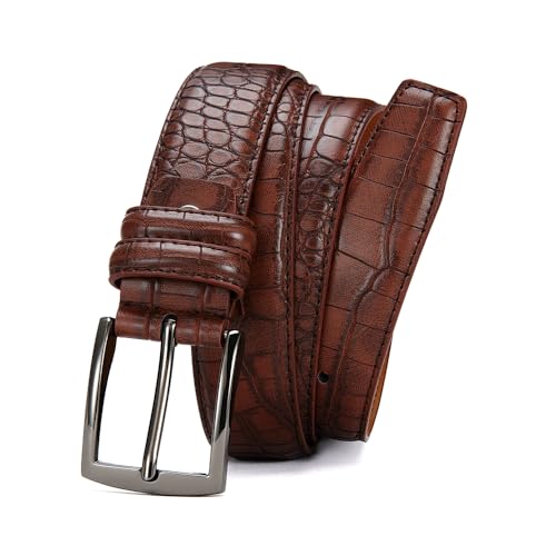 Men's Genuine Leather Belts, Double Stitched Dress Belts, Fashion, Classic Designs for Work Business and Casual4