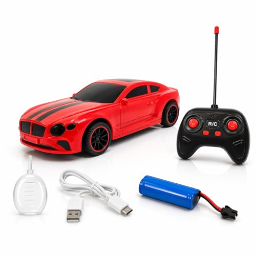 Image of The Flyers Bay Famous Millionaire Remote Control Car for Kids 4+ with Music, 3D Lights, Water Spray, Rechargeable Battery, 7 Function RC Toy Car with Type-C Charging (Red)