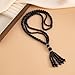 Dainty Long Necklaces for Women,Trendy Long Chunky Beaded Necklace Vintage Layered Pearls Chain Necklace Statement Fashion Jewelry Sweater Accessories (B-Black)