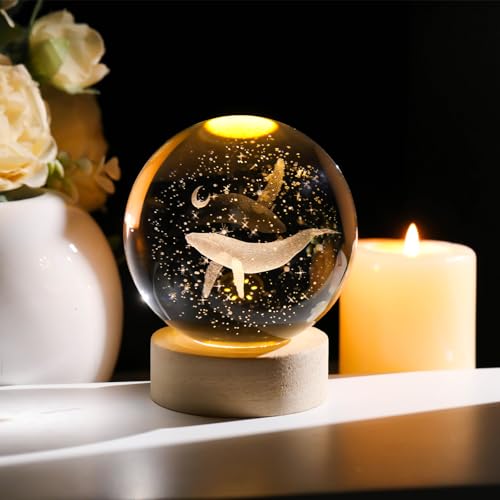 Idée déco originale boule de cristal baleine 3D pour intérieur