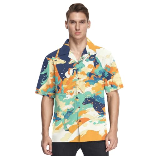 Chemise Hawaïenne Homme pour Éviter la Chaleur en Été - Style Licornes Colorées Décontracté