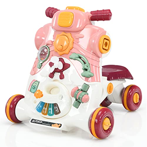 👶【Varietà di Giocattoli Divertenti】 Questo giochi primi passi presenta un pannello di gioco e una varietà di piccoli giocattoli, mongolfiere e sole che girano, strumenti musicali staccabili e figurine per girare le pagine, un libro che offre un divertimento senza fine per il bambino.