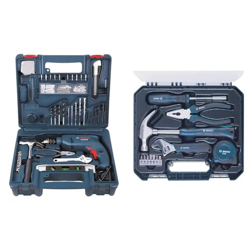 Image of BOSCH Professional GSB 500 RE Corded-Electric Drill Tool Set, 10 mm, 500 Watt, 1 Year Warranty, Blue