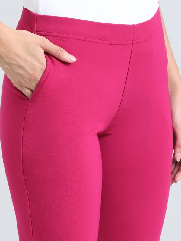 Image of GO COLORS Ponte Smart Kurti Pants Full Length for Women | Breathable, Mid Rise