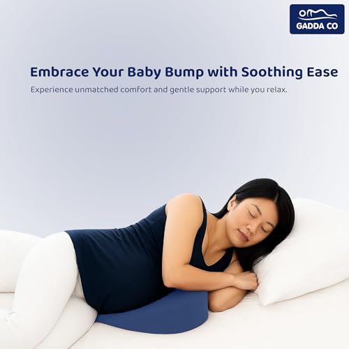 Image of GADDA CO Pregnancy Support Pillow for Pregnant Women | Memory Foam Maternity Wedge Pillow for Belly, Back & Hip Pain Relief | Comfortable Side Sleeper Cushion for Pregnancy | Navy Blue