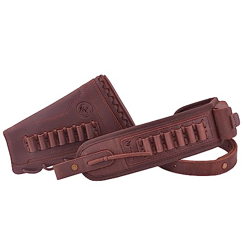 1 Set of Leather Canvas Buttstock with Rifle Sling/Swivels .357 .30-30 .35 .38 (Lefty Hand - Coffee, without Swivels)