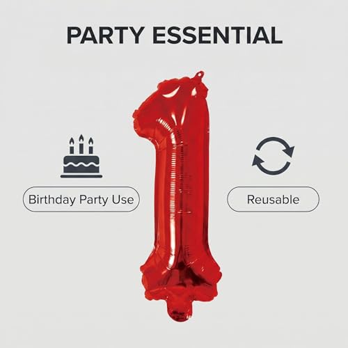 Image of Number 10 Balloon Foil Mylar Balloons for Birthday Party Decoration (Red, 16 Inch)