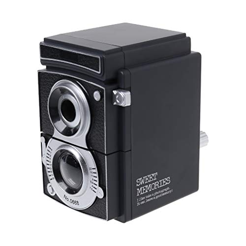 Junlinto,Retro Vintage Camera Style Pencil Sharpener Mechanical Manual Hand Cranking Stationery Student Gift Black