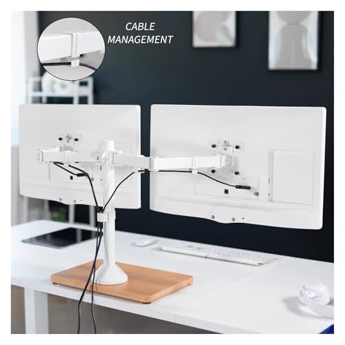 Support double écran PC 32 pouces réglable en hauteur avec socle de table robuste