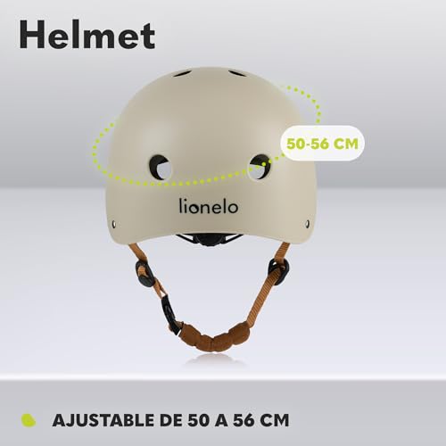 Miniatura 3 de Lionelo Helmet Casco Protector Bicicleta Infantil, Ajustable 50-56 Cm, Protector De Barbilla, Casco Para Niñas Y Niños Con Certificado Intertek, Talla S Beige