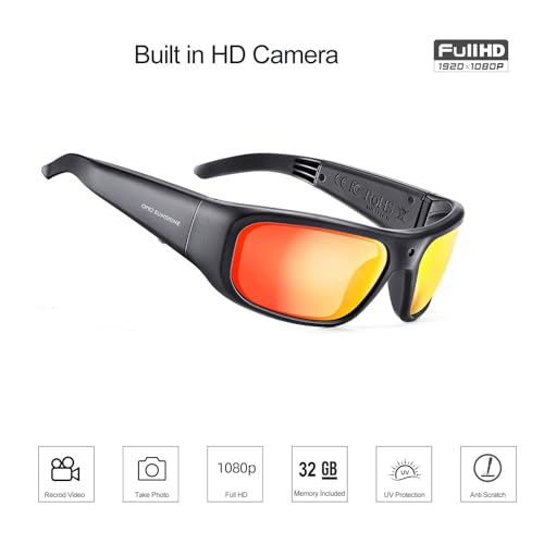 Image of OHO Ultra-Thin Lightweight Sports CameraSunglasses, 24MP Camera, 1080P Video, Record-While-Charging, WaterResistant UV400Lens